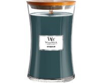 WoodWick vonná svíčka s dřevěným knotem velká Antiquarium 609g Modrá