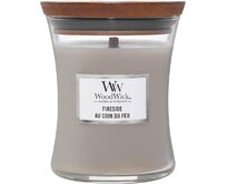 WoodWick vonná svíčka s dřevěným knotem střední Fireside 275g Šedá