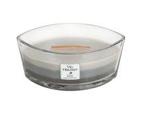 WoodWick vonná svíčka s dřevěným knotem Elipsa Trilogy Elipsa Warm Woods 453,6 g Šedá