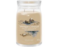 Yankee Candle vonná svíčka Signature ve skle velká Amber & Sandalwood 567g Krémová