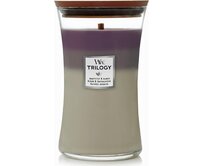 WoodWick vonná svíčka s dřevěným knotem velká Trilogy Amethyst Sky 609 g Fialová