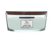 WoodWick vonná svíčka s dřevěným knotem Elipsa Sagewood & Seagrass 453,6g Zelená