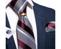 Manžetové knoflíčky s kravatou - Chronos Fialová, 100% silk