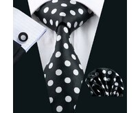 Manžetové knoflíčky s kravatou - Artemis černá, 100% silk