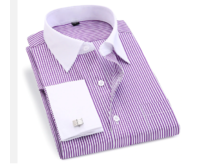 Manžetová košile fialová proužek velikost 40 (L) Bílá, 40, 74, 45% bavlna, 55% polyesterové vlákno