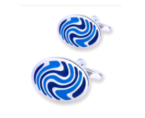 Manžetové knoflíčky Abstraktní ovál Stříbrný, Ocel, Slitina