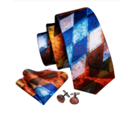 Manžetové knoflíčky s kravatou Plútós Duhová, 100% silk