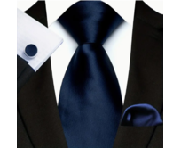 Manžetové knoflíčky s kravatou - Anemoi Modrá, 100% silk