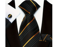 Manžetové knoflíčky s kravatou Theia Černá, 100% silk