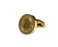 Manžetové knoflíčky kryptoměna Bitcoin Zlatá, slitina oceli