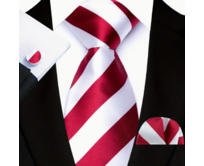 Manžetové knoflíčky s kravatou - Inó Červená, 100% silk