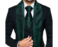 Manžetové knoflíčky s kravatou a šála zelená Zelená, 100% silk