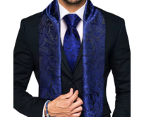 Manžetové knoflíčky s kravatou a šála modrá Modrá, 100% silk