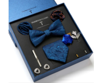 Dárková kazeta manžetové knoflíčky s celou výbavou Jónské moře Modrá, 100% silk