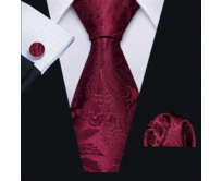 Manžetové knoflíčky s kravatou Gemini Červená, 150 cm, 100% silk