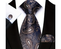 Manžetové knoflíčky s kravatou Hypnos Modrá, 100% silk