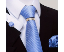 Manžetové knoflíčky s kravatou Zeus Modrá, 100% silk