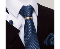 Manžetové knoflíčky s kravatou Sapfo modrá, 100% silk
