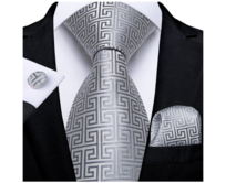Manžetové knoflíčky s kravatou Próteus Bílá, 100% silk