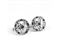 Manžetové knoflíčky pěticípá hvězda pentagram Černá, Ocel