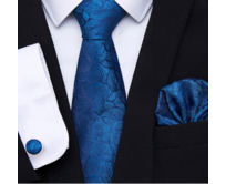 Manžetové knoflíčky s kravatou Kéry Modrá, 100% silk