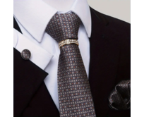Manžetové knoflíčky s kravatou Gondor Hnědá, 100% silk