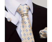 Manžetové knoflíčky s kravatou Cassiopeia Zlatá, 100% silk