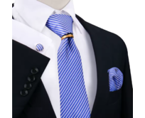Manžetové knoflíčky s kravatou - Hestia Modrá, 100% silk