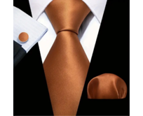 Manžetové knoflíčky s kravatou Cephei Hnědá, 100% silk