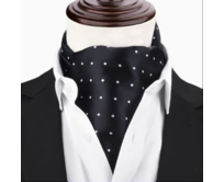 Pánský dvojvrstvý šátek nákrčník černý puntíky Černá, 100% polyester