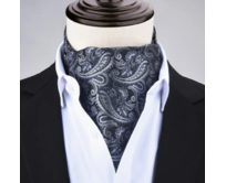 Pánský dvojvrstvý šátek nákrčník černý vzor Černá, 100% polyester
