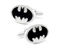 Manžetové knoflíčky Batman (Betman) bílá Černá, Ocel