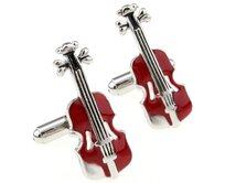 Manžetové knoflíčky housle Červená, Ocel