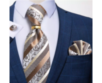 Manžetové knoflíčky s kravatou Gaia Zlatá, 100% silk