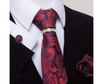 Manžetové knoflíčky s kravatou Centauri Červená, 100% silk