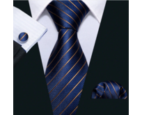 Manžetové knoflíčky s kravatou Dionýsos Modrá, 100% silk