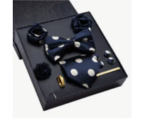 Dárková kazeta manžetové knoflíčky s celou výbavou Epikúros Černá, 100% silk