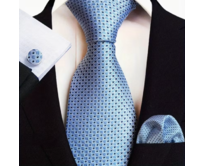 Manžetové knoflíčky s kravatou Grus Modrá, 150 cm, 100% silk