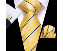 Manžetové knoflíčky s kravatou Hélios Zlatá, 100% silk