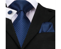 Manžetové knoflíčky s kravatou - Héra Modrá, 100% silk