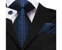 Manžetové knoflíčky s kravatou Apollón Modrá, 150 cm, 100% silk