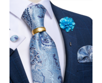 Manžetové knoflíčky s kravatou Circini Modrá, 150 cm, 100% silk