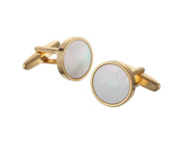 Manžetové knoflíčky perleť natur Zlatá, Ocel