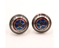 Manžetové knoflíčky Kapitán Amerika štít Modrá/Červená, Ocel