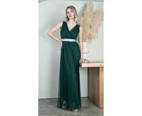 dlouhé tylové šaty Ella Barva: lahvová zelená lahvová zelená