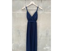 Dlouhé tylové šaty se stuhou Barva: tmavě modrá Starorůžová, 95% polyester 5% elastan