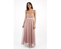Dlouhé tylové šaty se stuhou Barva: světle zelená Starorůžová, 95% polyester 5% elastan