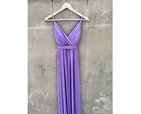 Dlouhé tylové šaty se stuhou Barva: lila Starorůžová, 95% polyester 5% elastan