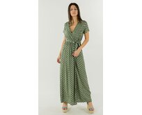 Maddey dlouhé šaty s puntíky Barva: khaki khaki, Univerzální (S-L), 95% viskoza 5% elastan