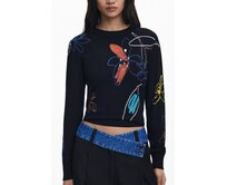 Desigual 25WWJF33 Dámské tričko černé XL černá, XL